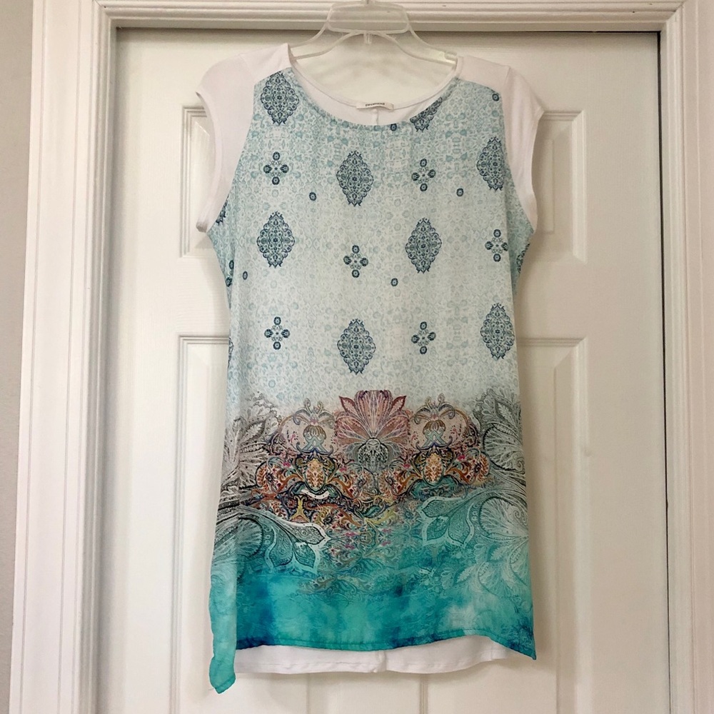 Promod Silky Satin-Front Tunic Blouse Shift Dress